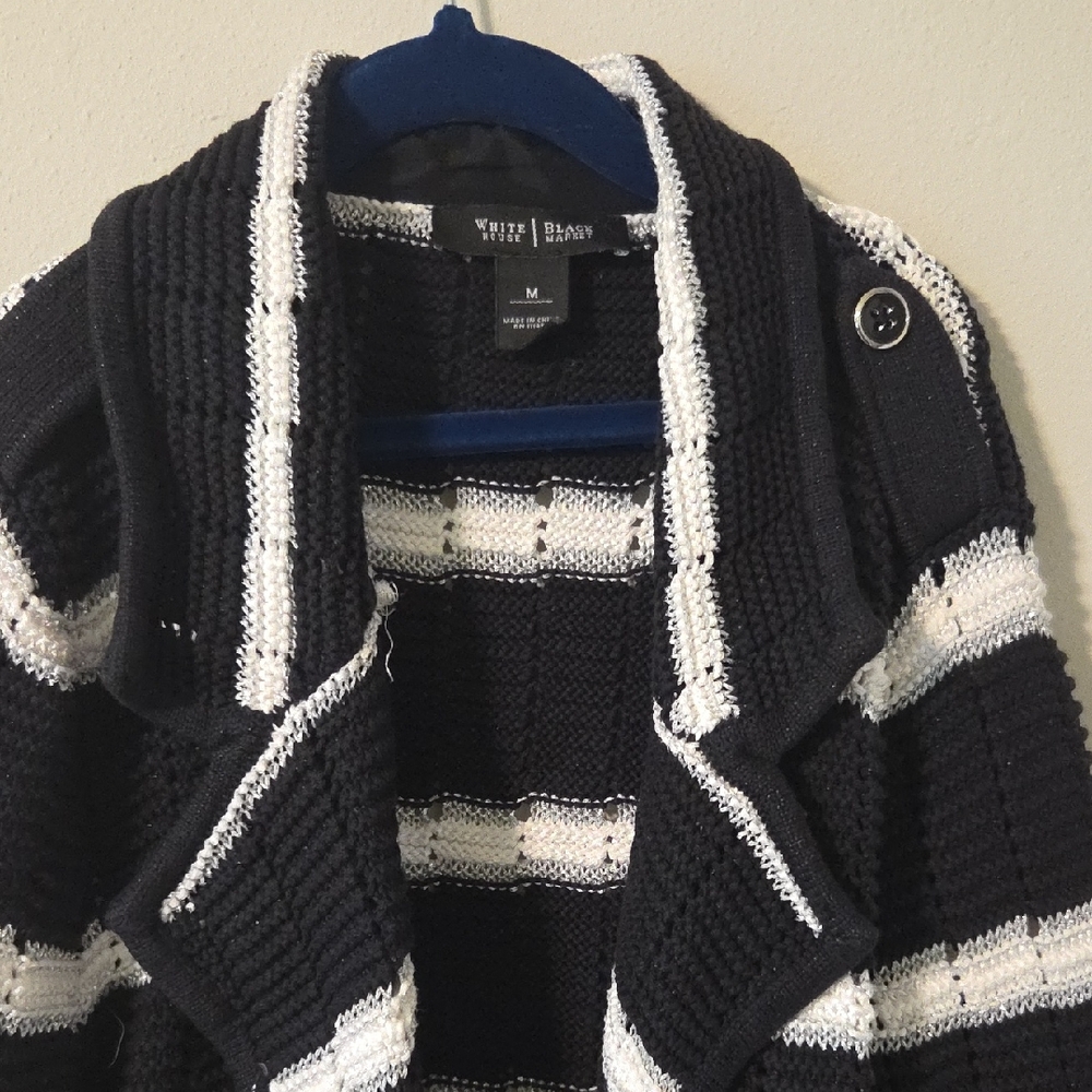 White House Black Market Black and White Striped Sweater